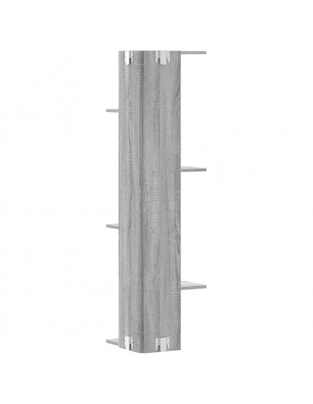 Scaffale Angolare Muro Grigio Sonoma 36,5x36,5x140 cm Legno
