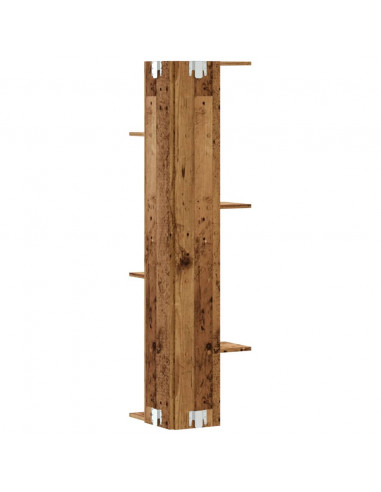 Scaffale Angolare Muro Legno Antico 36,5x36,5x140cm Multistrato