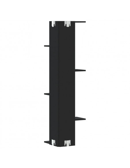 Scaffale Angolare Muro Nero 36,5x36,5x140 cm Legno Multistrato