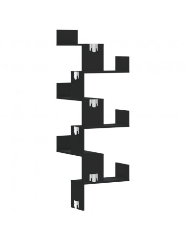 Scaffale Angolare Muro Nero 45x45x147 cm Legno Multistrato