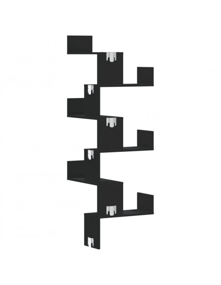 Scaffale Angolare Muro Nero 45x45x147 cm Legno Multistrato
