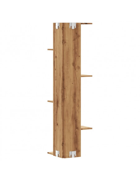 Scaffale Angolare Muro Rovere Artigianale 36,5x36,5x140cm Legno