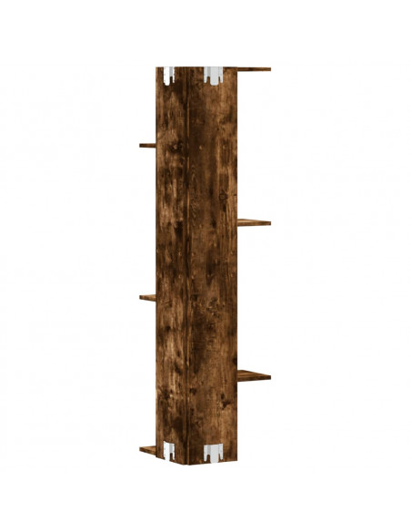 Scaffale Angolare Muro Rovere Fumo 36,5x36,5x140cm Multistrato