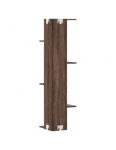 Scaffale Angolare Muro Rovere Marrone 36,5x36,5x140 cm Legno