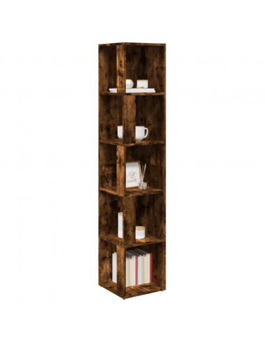 Scaffale Angolare Rovere Fumo 33x33x164,5 cm Legno Multistrato