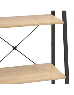 Scaffale Autoportante 4 Ripiani Marrone Chiaro Nero 56x35x140cm