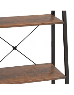 Scaffale Autoportante 4 Ripiani Marrone Scuro Nero 56x35x140 cm