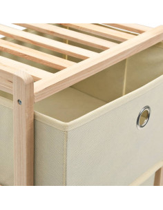 Scaffale con 5 Cesti in Tessuto in Legno di Cedro Beige