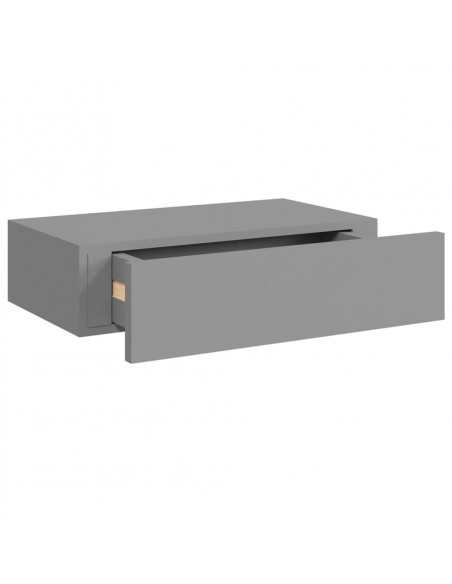 Scaffale con Cassetti da Parete Grigio 40x23,5x10 cm in MDF