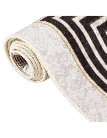 Tappeto Lavabile 80x150 cm Beige Chiaro Antiscivolo
