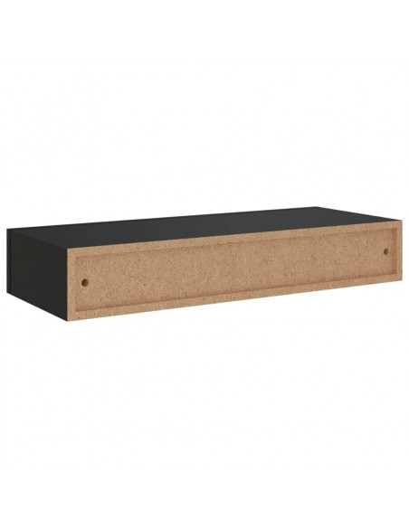 Scaffale con Cassetti da Parete Nero 60x23,5x10 cm in MDF