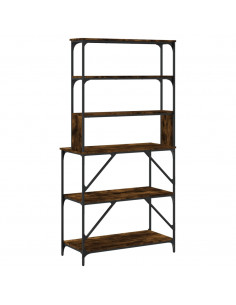 Scaffale Cucina 6 Ripiani Rovere Fumo 90x40x180cm Multistrato