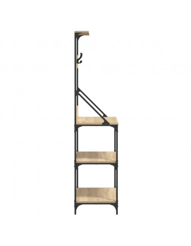 Scaffale Cucina Ganci 4 Ripiani Rovere Sonoma Legno Multistrato