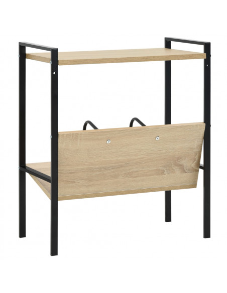 Scaffale Libri 2 Ripiani Nero e Rovere 52x28x59 cm Multistrato