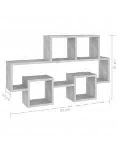 Scaffale Muro Auto Grigio Cemento 82x15x51 cm Legno Multistrato