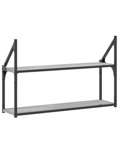 Scaffale Parete 2 Ripiani Grigio Sonoma 80x21x51 cm Multistrato
