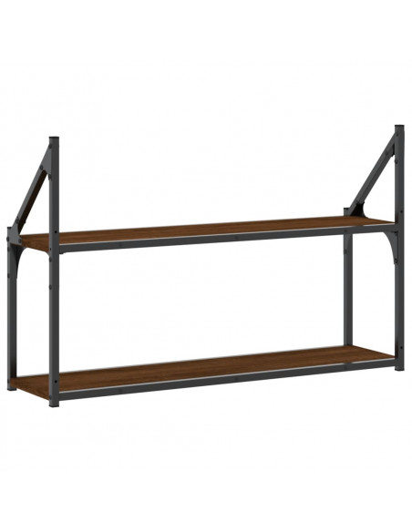 Scaffale Parete 2 Ripiani Rovere Marrone 80x21x51cm Multistrato