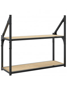 Scaffale Parete 2 Ripiani Rovere Sonoma 60x21x51 cm Multistrato