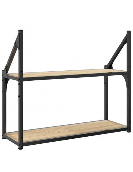 Scaffale Parete 2 Ripiani Rovere Sonoma 60x21x51 cm Multistrato