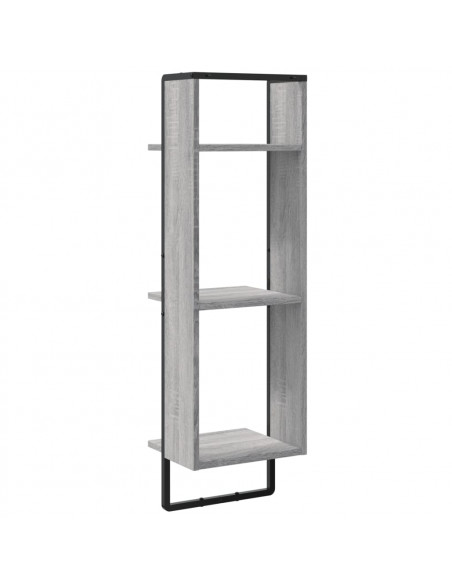 Scaffale Parete 3 Ripiani Grigio Sonoma 30x25x100cm Multistrato