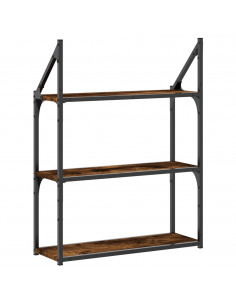 Scaffale Parete 3 Ripiani Rovere Fumo 60x21x78,5 cm Multistrato