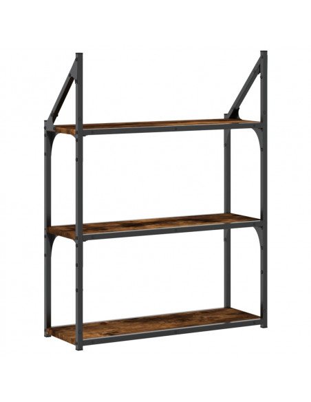Scaffale Parete 3 Ripiani Rovere Fumo 60x21x78,5 cm Multistrato