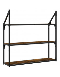 Scaffale Parete 3 Ripiani Rovere Fumo 80x21x78,5 cm Multistrato