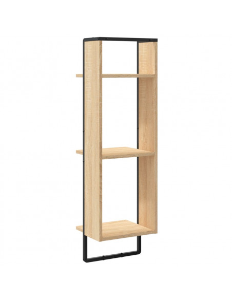 Scaffale Parete 3 Ripiani Rovere Sonoma 30x25x100cm Multistrato