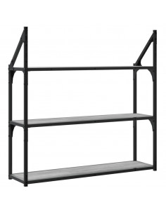 Scaffale Parete 3Ripiani Grigio Sonoma 80x21x78,5cm Multistrato
