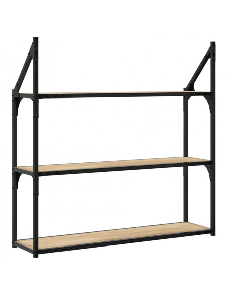 Scaffale Parete 3Ripiani Rovere Sonoma 80x21x78,5cm Multistrato