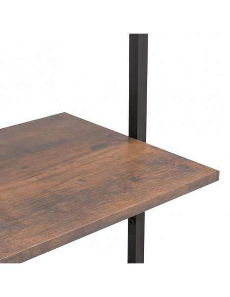 Scaffale Pendente 3 Livelli Marrone Scuro e Nero 64x35x120,5 cm