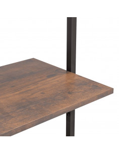 Scaffale Pendente 4 Livelli Marrone Scuro e Nero 64x35x152,5 cm