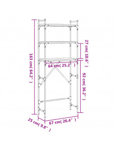 Scaffale per Lavatrice Rovere Fumo 67x25x163 cm Multistrato