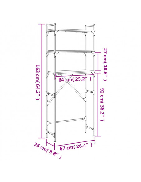 Scaffale per Lavatrice Rovere Sonoma 67x25x163 cm Multistrato