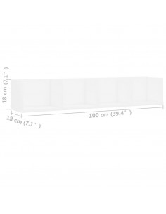 Scaffale Porta CD a Parete Bianco 100x18x18 cm in Multistrato