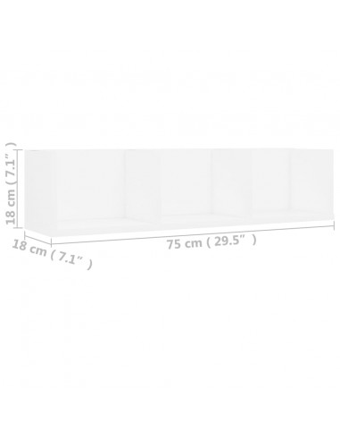 Scaffale Porta CD a Parete Bianco 75x18x18 cm in Multistrato