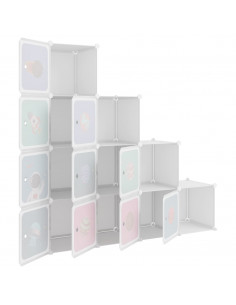 Scaffale Portaoggetti per Bambini con 10 Cubi Bianchi in PP