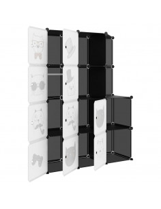 Scaffale Portaoggetti per Bambini con 10 Cubi Neri in PP