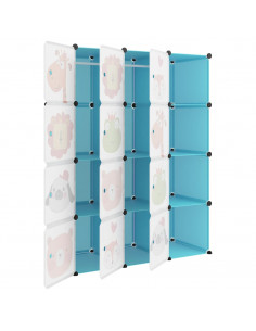 Scaffale Portaoggetti per Bambini con 12 Cubi Blu in PP