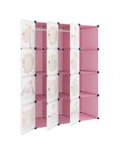 Scaffale Portaoggetti per Bambini con 12 Cubi Rosa in PP