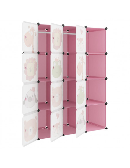 Scaffale Portaoggetti per Bambini con 12 Cubi Rosa in PP