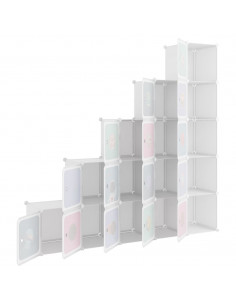 Scaffale Portaoggetti per Bambini con 15 Cubi Bianchi in PP