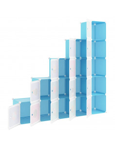 Scaffale Portaoggetti per Bambini con 15 Cubi Blu in PP
