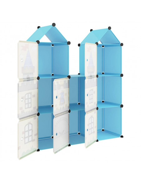 Scaffale Portaoggetti per Bambini con 8 Cubi Blu in PP