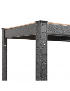 Scaffale Resistente 5 Strati Grigio Acciaio e Legno Multistrato