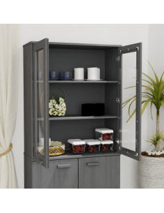 Scaffale Superiore per Credenza Grigio Scuro 85x35x100 cm Pino 2