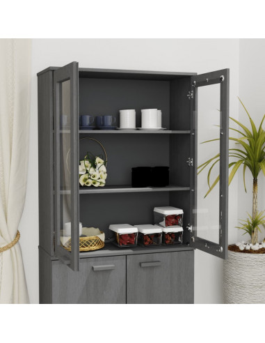 Scaffale Superiore per Credenza Grigio Scuro 85x35x100 cm Pino