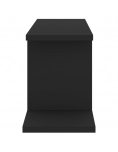 Scaffale TV a Parete Nero 125x18x23 cm Legno Multistrato 2