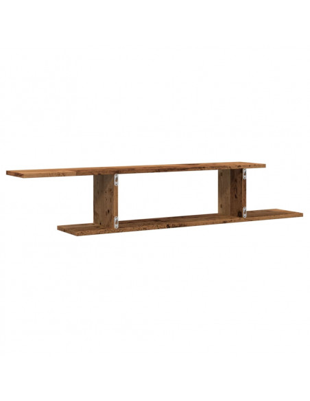 Scaffale TV Parete Legno Antico 125x18x23 cm Legno Multistrato