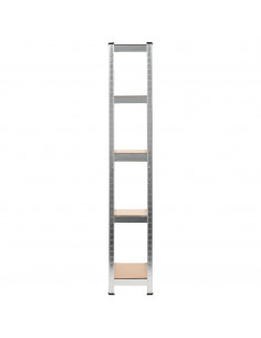 Scaffali 5 Ripiani 3 pz Argento in Acciaio e Legno Multistrato